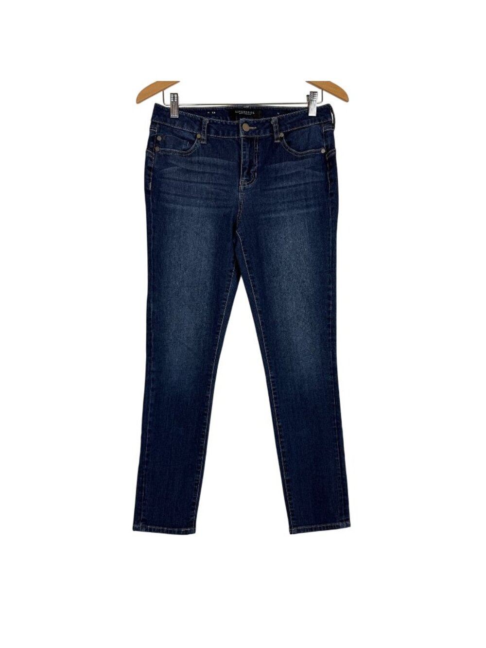 Liverpool Women's Piper Hugger Skinny Ankle Jeans Sz 6 Mid Rise Dark Wash